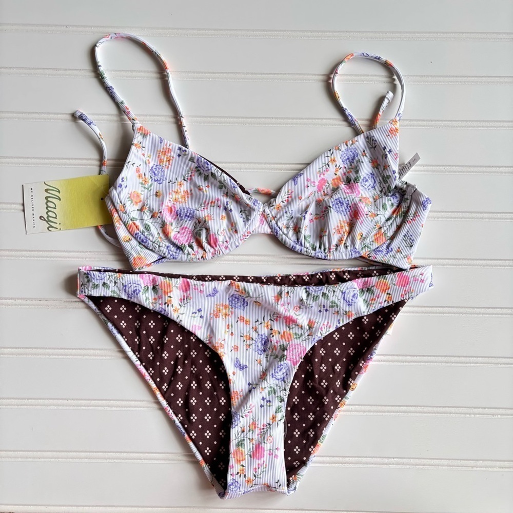 Maaji | Women's Bright Colorful Reversible Underwire Bikini Set Size Large NWT
